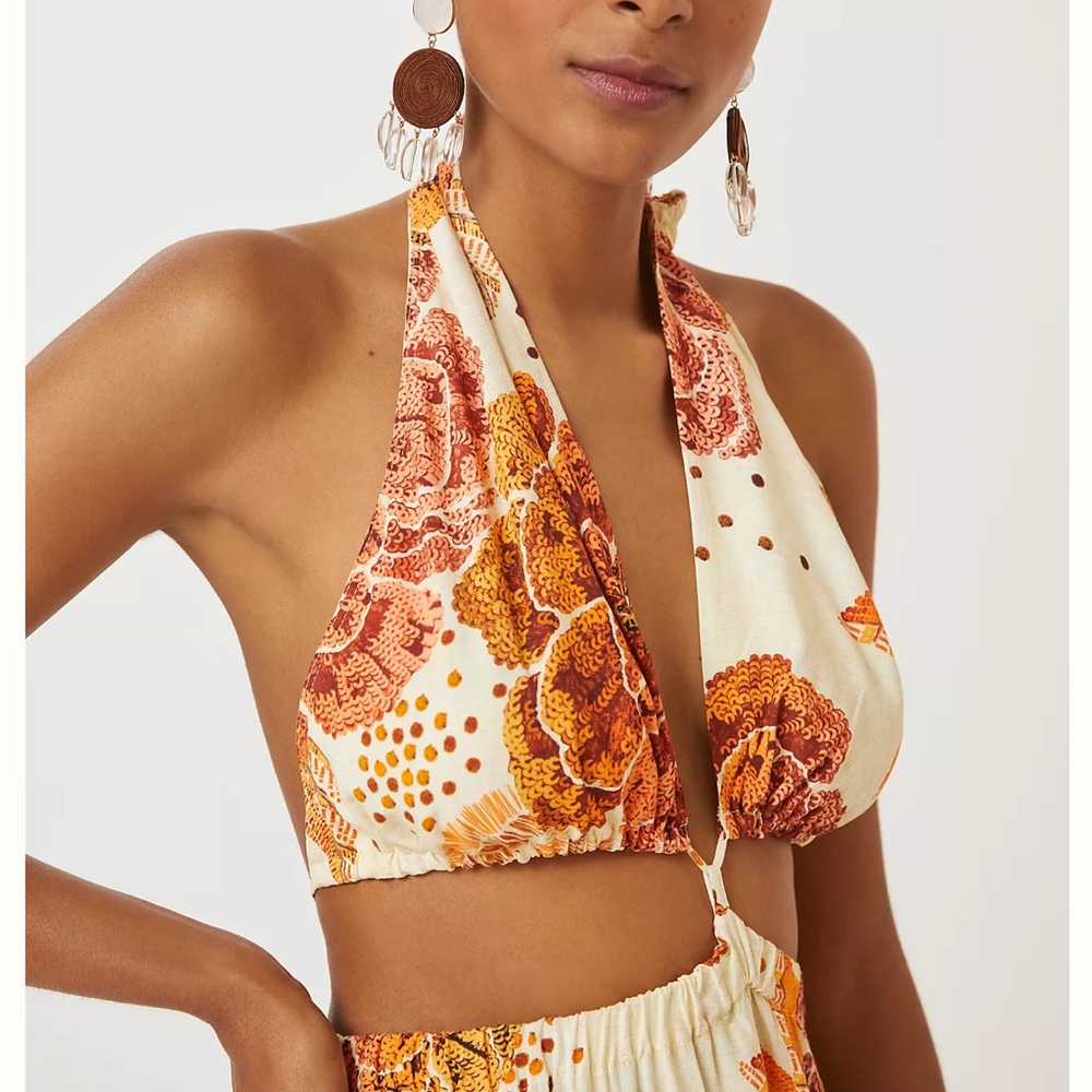 FARM RIO X Anthropologie Cutout Floral Maxi Boho Dress Size Small NWT - Picture 5 of 13